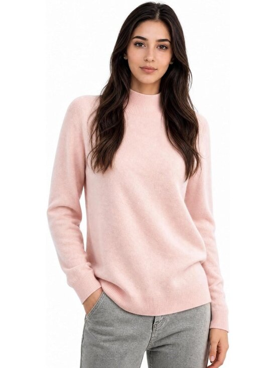 Sweaters - Cozy 100% Cashmere Mock Neck Sweater - Long Sleeve Knit Pullover for Fall/Winter